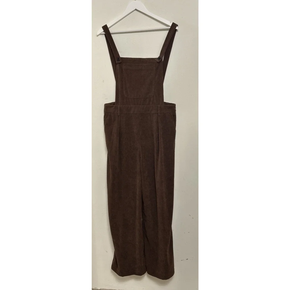 Commense Brown Jumpsuit Overalls Ribbed Corduroy Wide Legs Women's XL - Picture 11 of 11